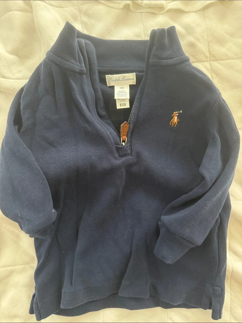 Ralph Lauren Navy Half-Zip Sweater with Polo Pony